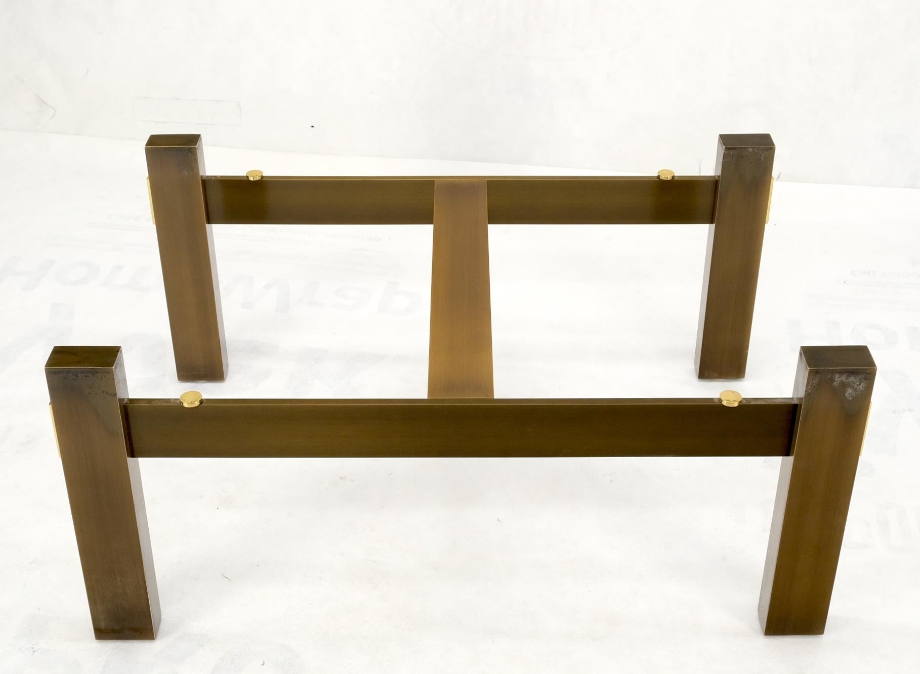 EstablishedLines Solid Bronze Base Thick Square Solid Travertine Top Coffee Center Table Mint!