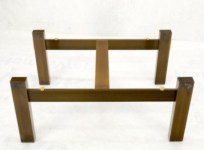 EstablishedLines Solid Bronze Base Thick Square Solid Travertine Top Coffee Center Table Mint!