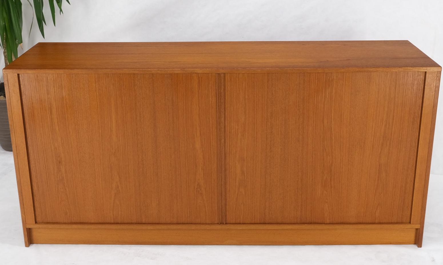 EstablishedLines Tambour Doors 12 Deep Drawers 3 Shelves Danish Teak Mid-Century Modern Credenza