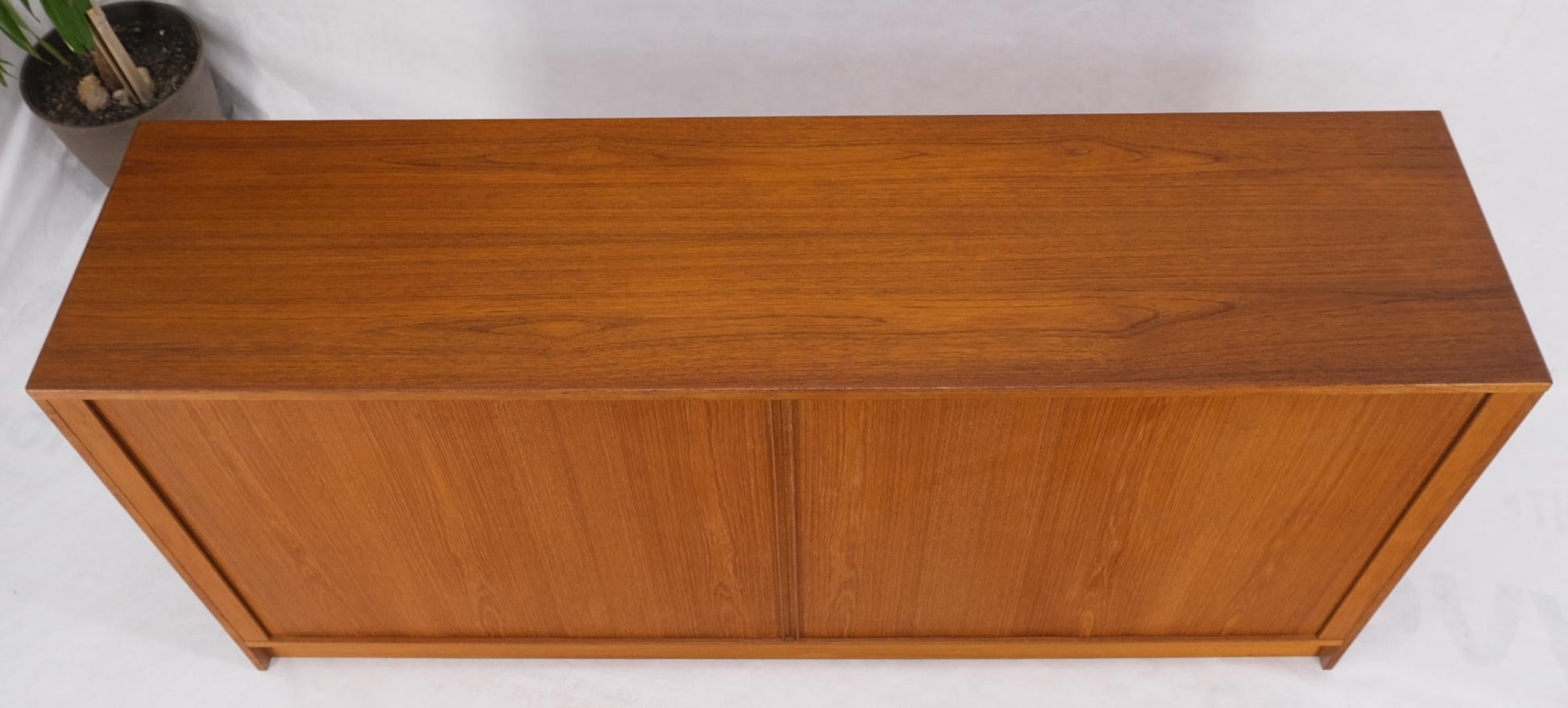 EstablishedLines Tambour Doors 12 Deep Drawers 3 Shelves Danish Teak Mid-Century Modern Credenza