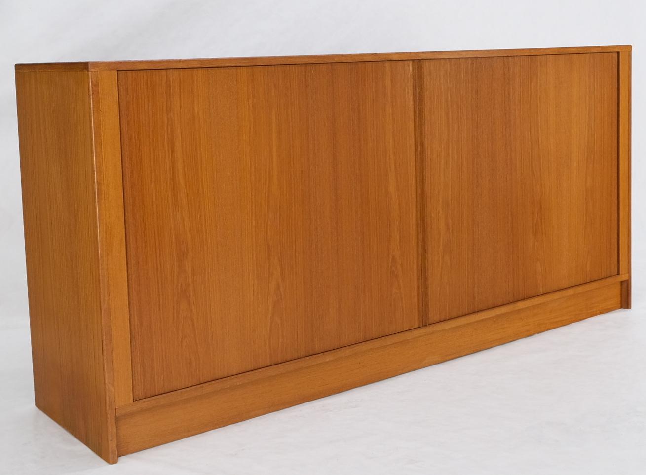 EstablishedLines Tambour Doors 12 Deep Drawers 3 Shelves Danish Teak Mid-Century Modern Credenza