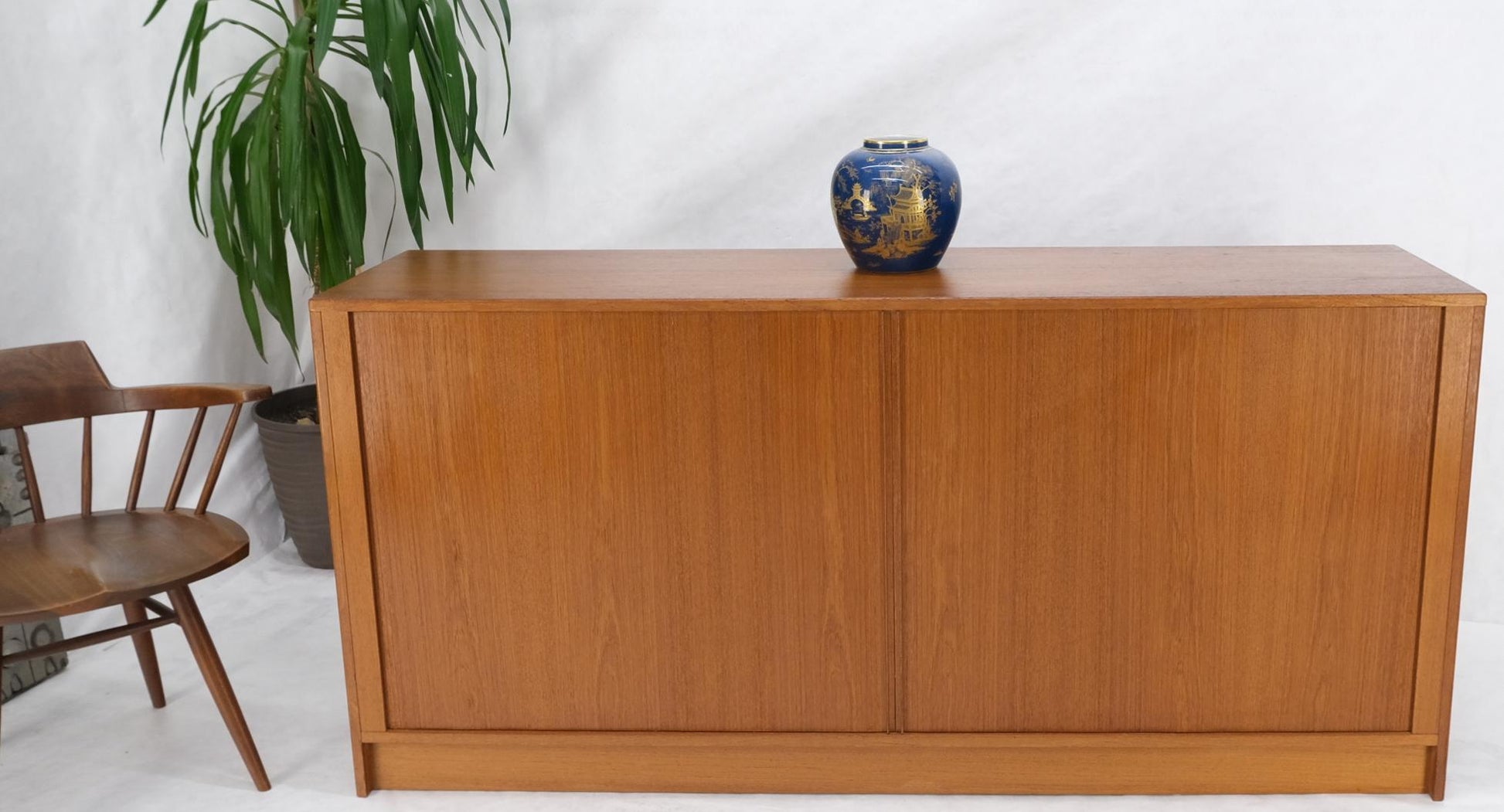 EstablishedLines Tambour Doors 12 Deep Drawers 3 Shelves Danish Teak Mid-Century Modern Credenza