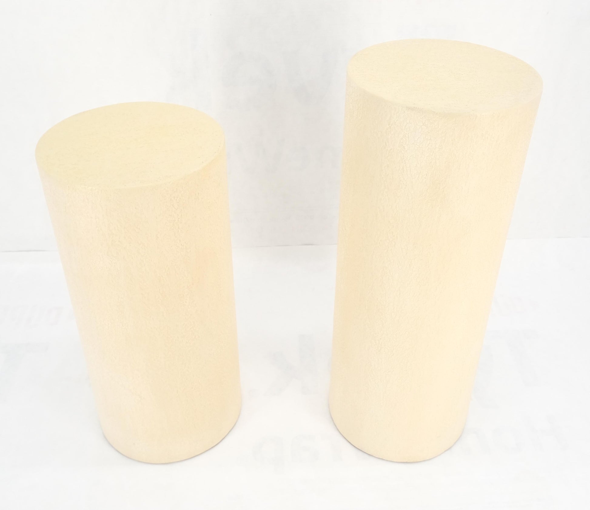 EstablishedLines Pair Round Textured 30" & 36" Tall 14" Dia Cylinder Shape Pedestals Stands MINT!