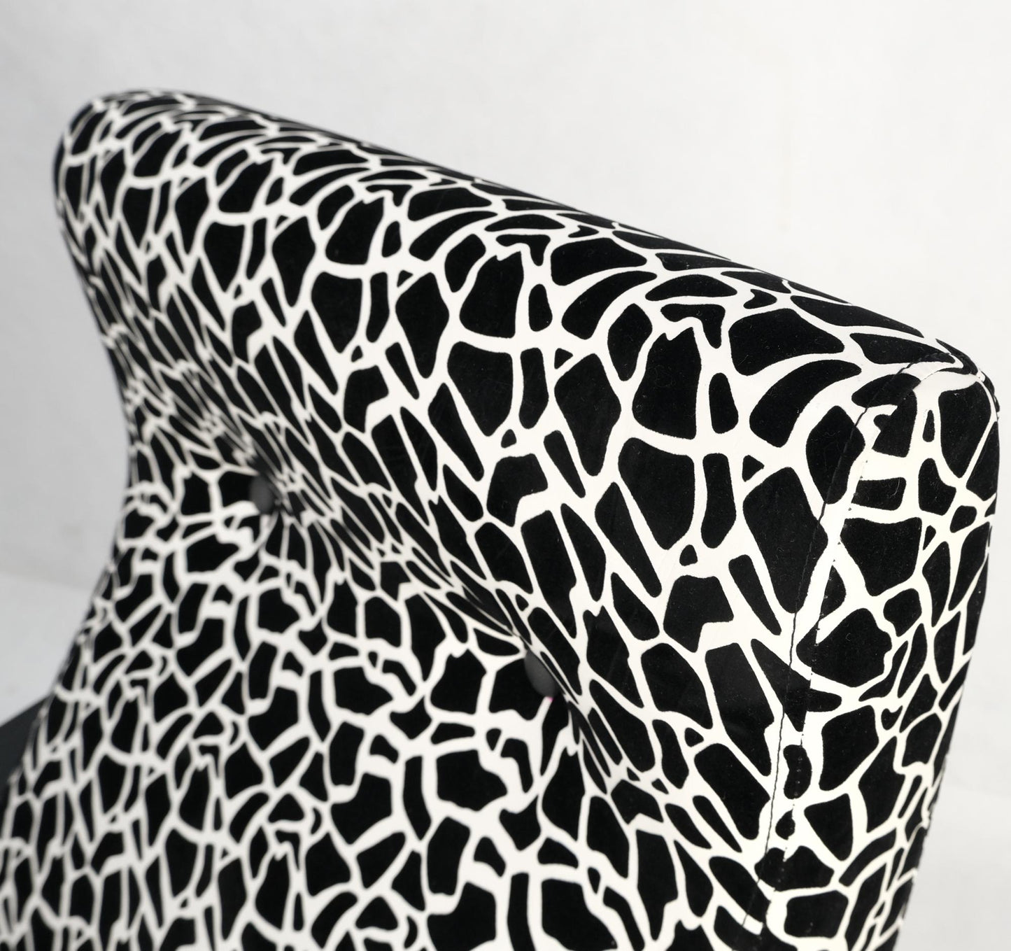 EstablishedLines Pair Black & White Pattern Fabric Italian Mid Century Modern Lounge Chairs Mint
