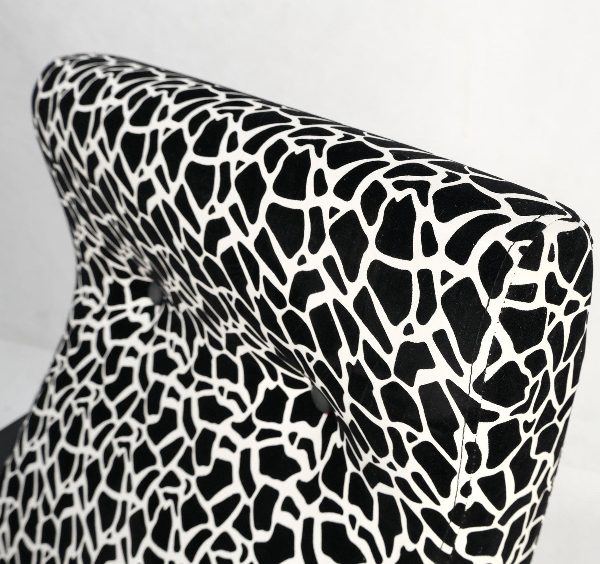EstablishedLines Pair Black & White Pattern Fabric Italian Mid Century Modern Lounge Chairs Mint