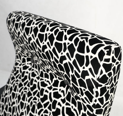 EstablishedLines Pair Black & White Pattern Fabric Italian Mid Century Modern Lounge Chairs Mint