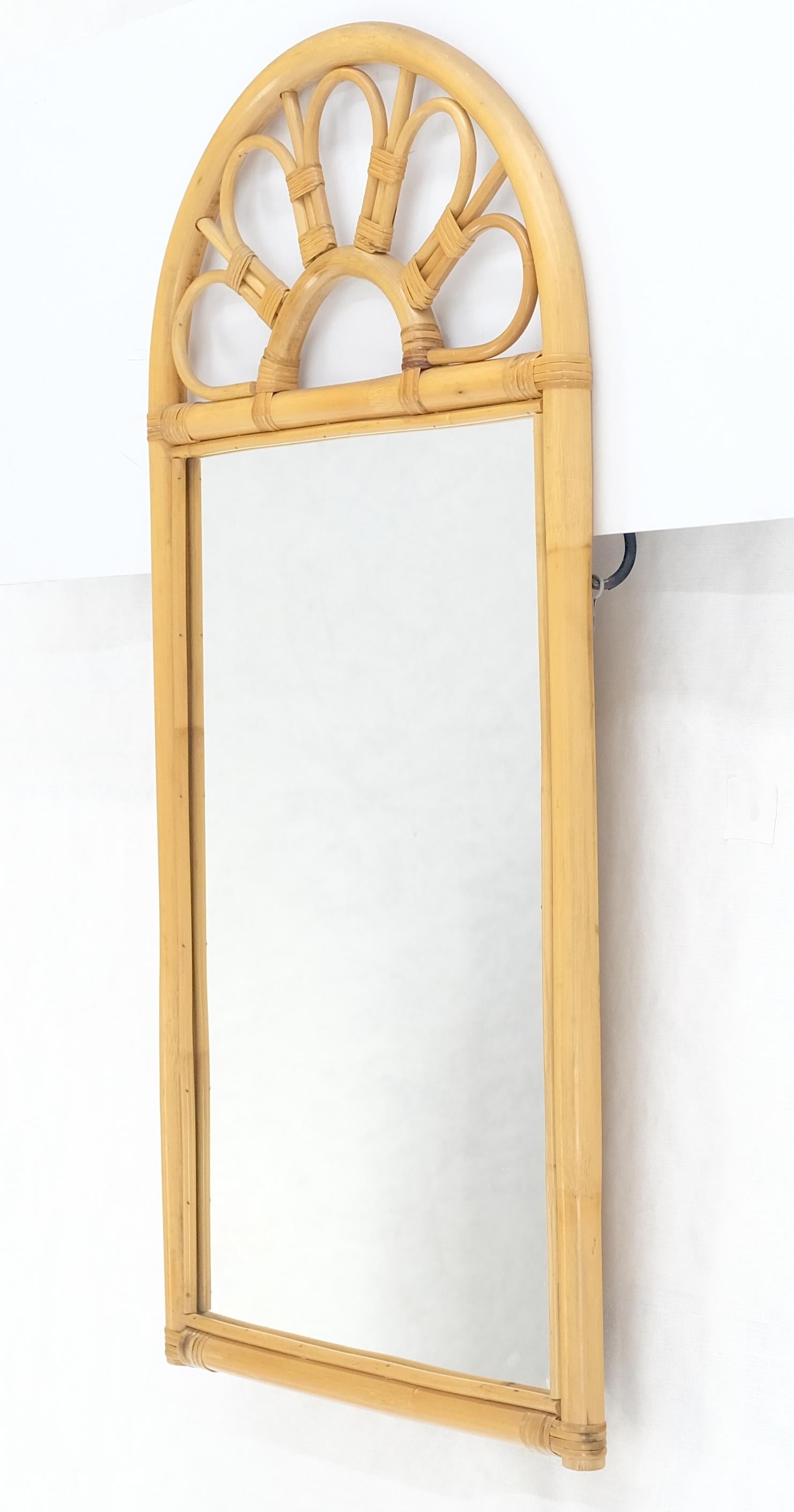 EstablishedLines Blond Bamboo Ratan Dome Top Shape Mid Century Modern Wall Mirror MINT!