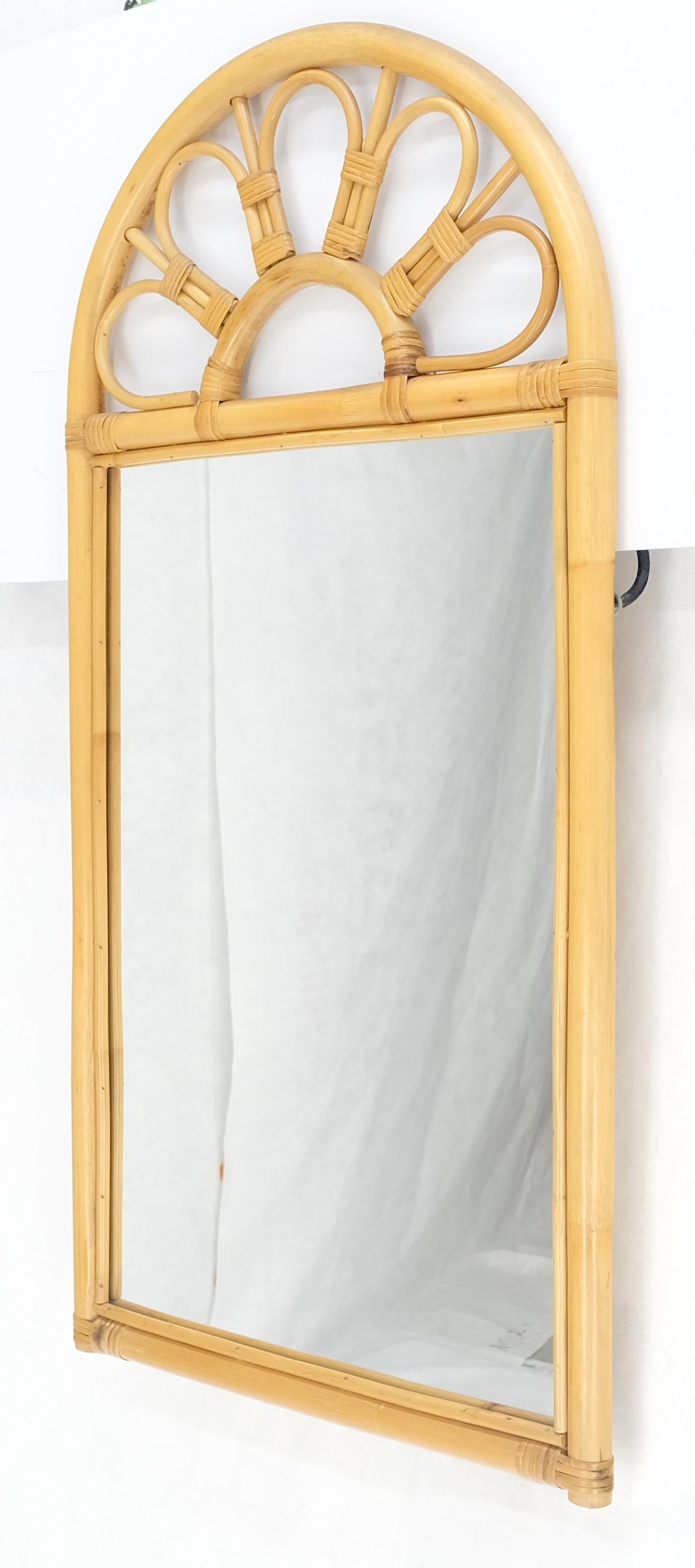 EstablishedLines Blond Bamboo Ratan Dome Top Shape Mid Century Modern Wall Mirror MINT!