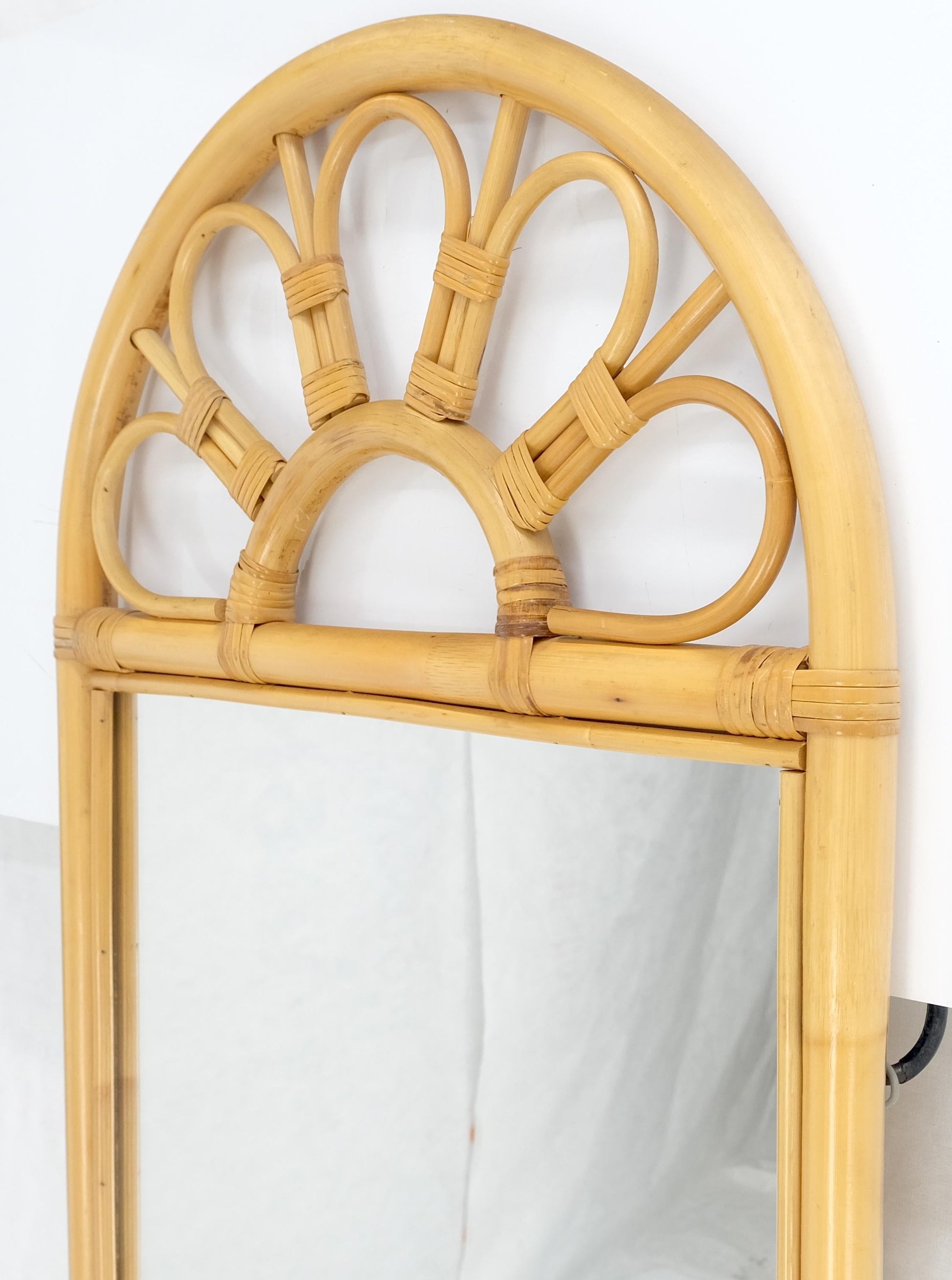 EstablishedLines Blond Bamboo Ratan Dome Top Shape Mid Century Modern Wall Mirror MINT!