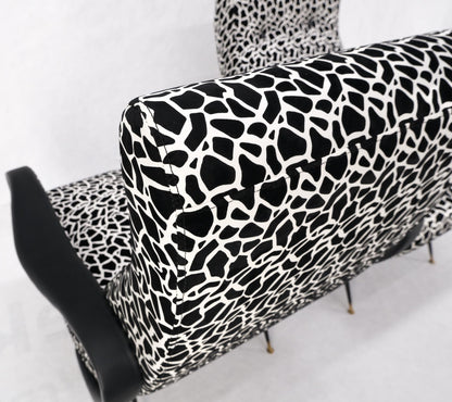 EstablishedLines Pair Black & White Pattern Fabric Italian Mid Century Modern Lounge Chairs Mint