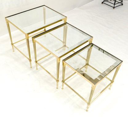 EstablishedLines Fine Polished Brass Glass Mirrored Frames Tops Nesting Side Tables Stands Redone