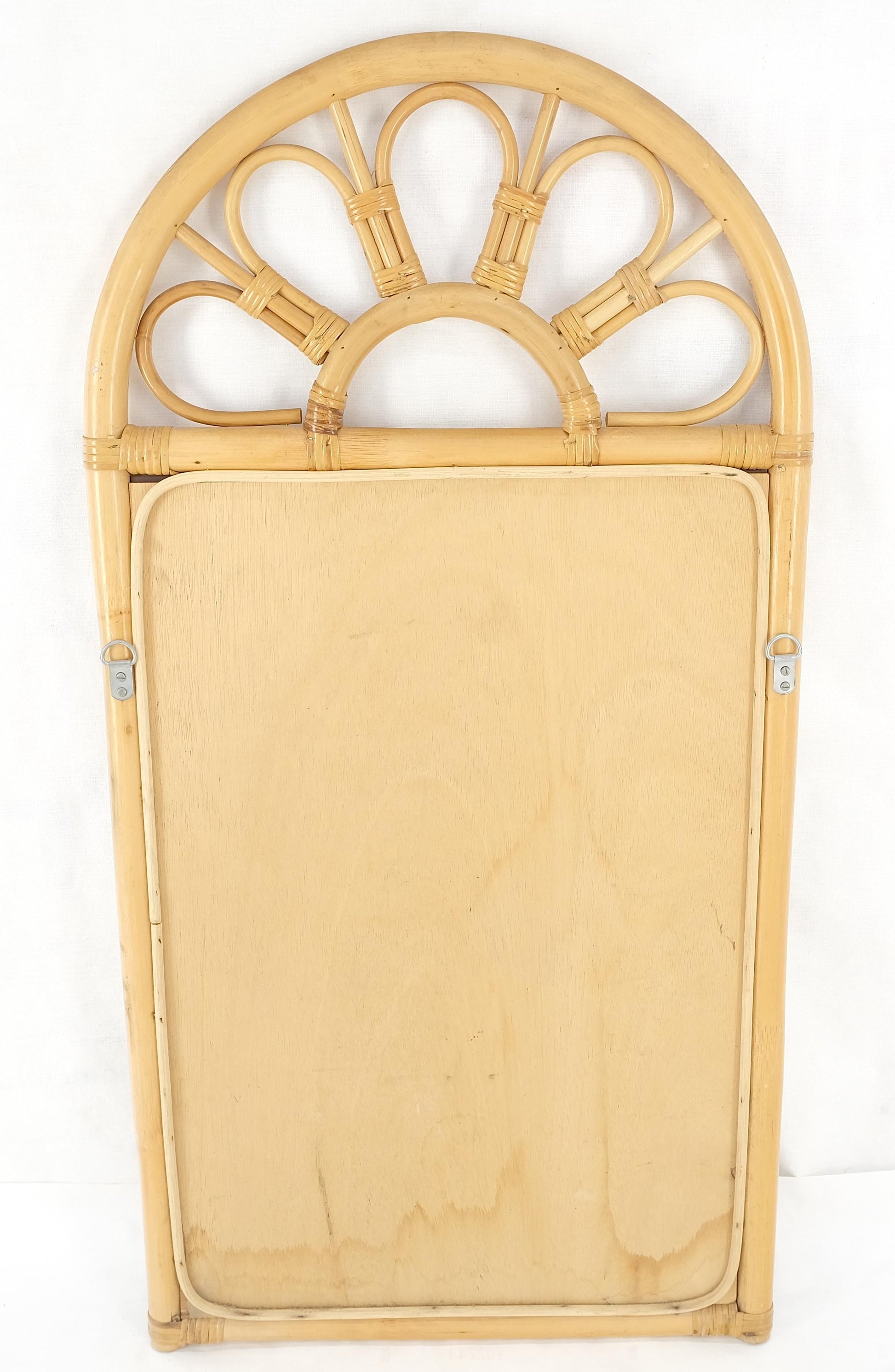 EstablishedLines Blond Bamboo Ratan Dome Top Shape Mid Century Modern Wall Mirror MINT!