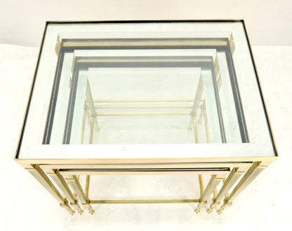 EstablishedLines Fine Polished Brass Glass Mirrored Frames Tops Nesting Side Tables Stands Redone