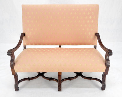 EstablishedLines French Regency Carved Mahogany X Shape Stretcher Upholstered Loveseat Near MINT!