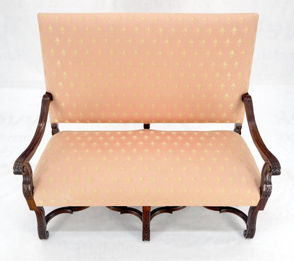 EstablishedLines French Regency Carved Mahogany X Shape Stretcher Upholstered Loveseat Near MINT!