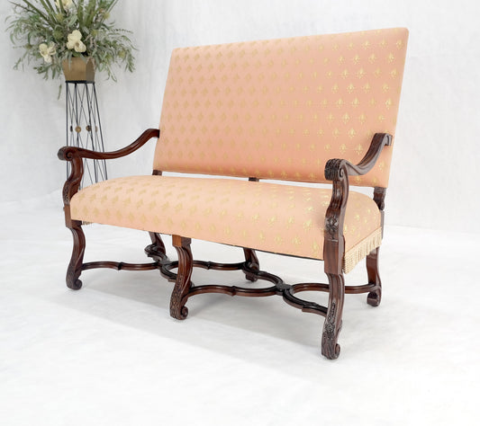 EstablishedLines French Regency Carved Mahogany X Shape Stretcher Upholstered Loveseat Near MINT!