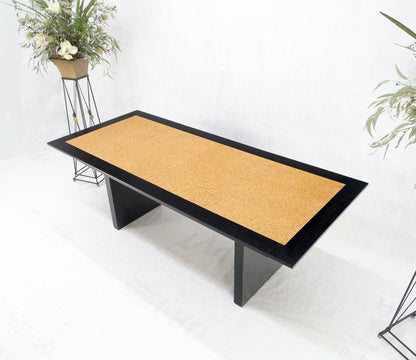 EstablishedLines Ebonized Black Lacquer Mahogany Floating Cork Top Dining Writing Library Table