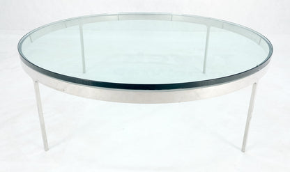 EstablishedLines Bauhaus 3/4" Thick Glass Top Round Stainless Steel Base Coffee Center Table MINT