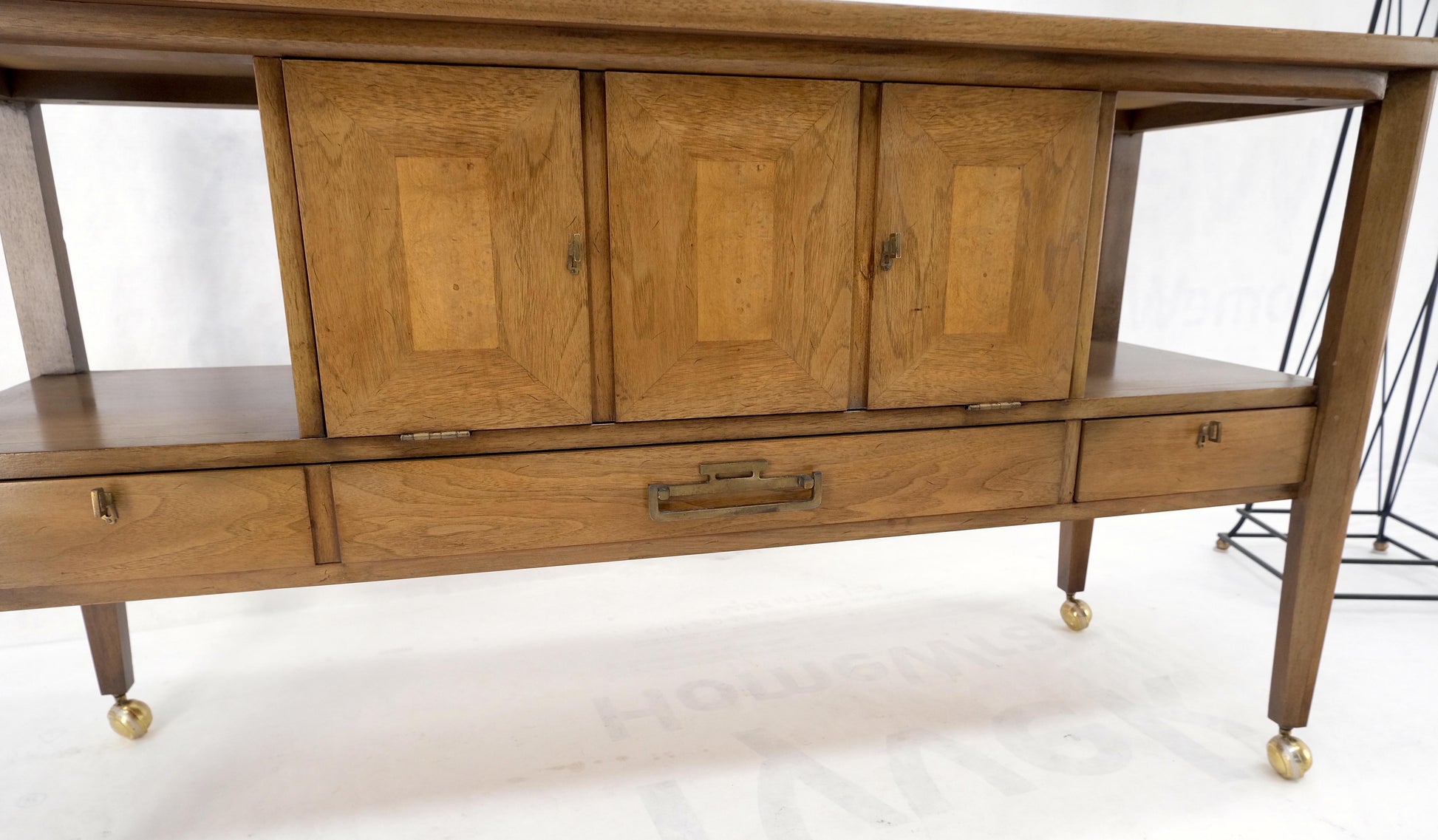 EstablishedLines Travertine Fliptop Insert Drop Front Door 3 Drawers Server Credenza Console