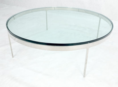 EstablishedLines Bauhaus 3/4" Thick Glass Top Round Stainless Steel Base Coffee Center Table MINT