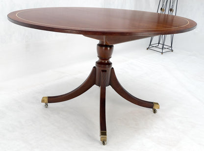 EstablishedLines Baker Banded Oval Round Single Pedestal Mahogany Dining Table 2x20" Leaves MINT!