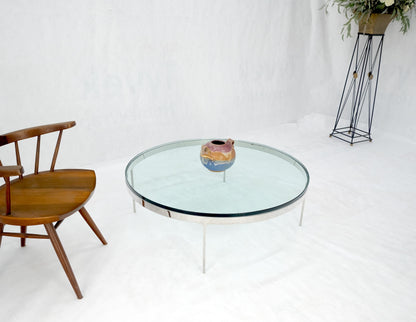 EstablishedLines Bauhaus 3/4" Thick Glass Top Round Stainless Steel Base Coffee Center Table MINT