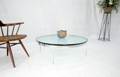 EstablishedLines Bauhaus 3/4" Thick Glass Top Round Stainless Steel Base Coffee Center Table MINT