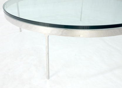 EstablishedLines Bauhaus 3/4" Thick Glass Top Round Stainless Steel Base Coffee Center Table MINT