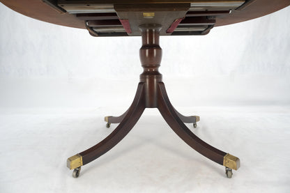 EstablishedLines Baker Banded Oval Round Single Pedestal Mahogany Dining Table 2x20" Leaves MINT!