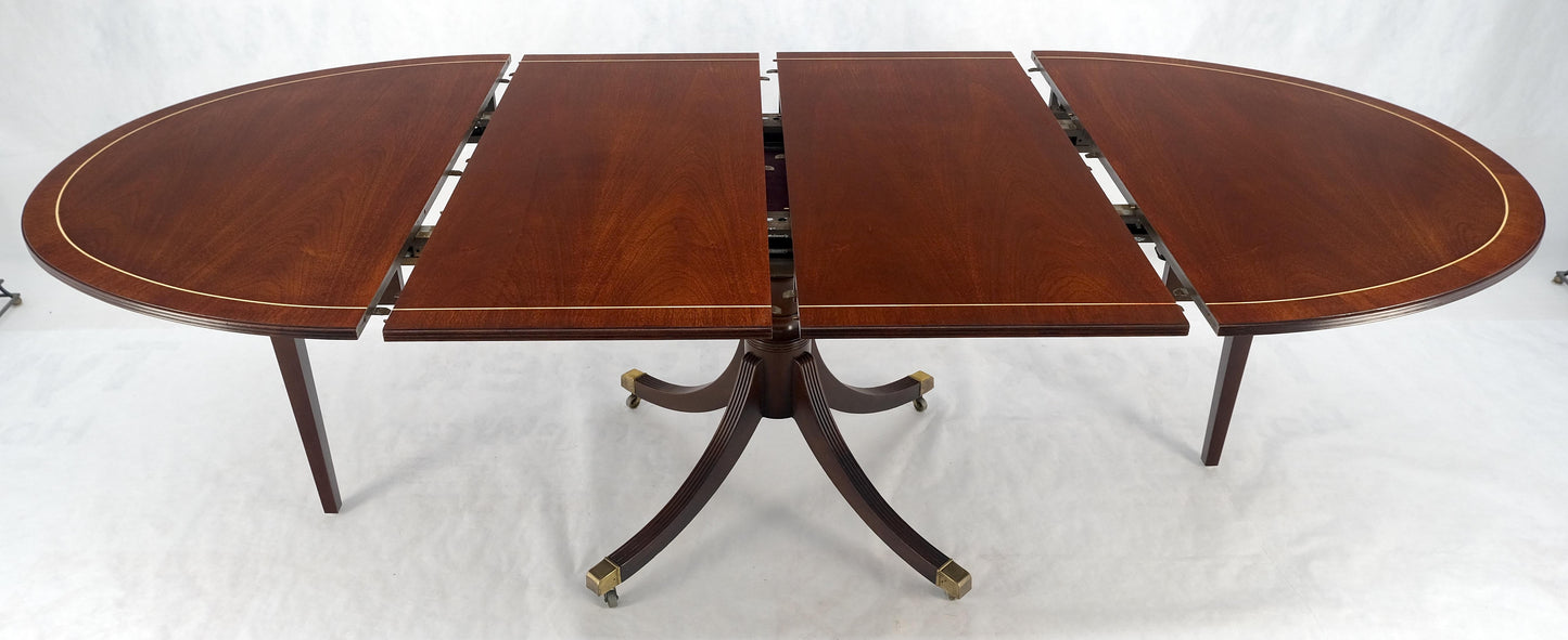 EstablishedLines Baker Banded Oval Round Single Pedestal Mahogany Dining Table 2x20" Leaves MINT!