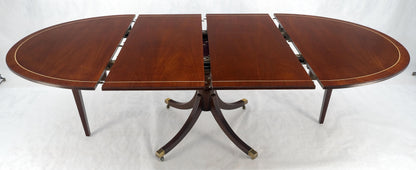 EstablishedLines Baker Banded Oval Round Single Pedestal Mahogany Dining Table 2x20" Leaves MINT!