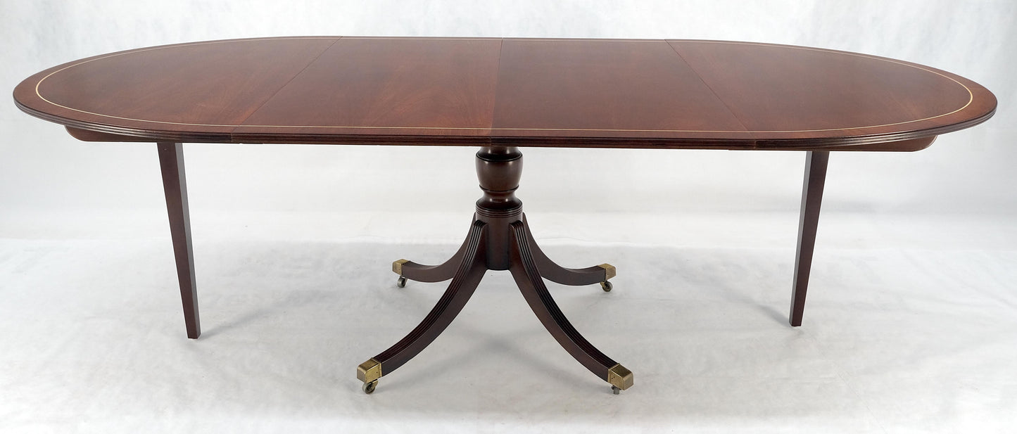 EstablishedLines Baker Banded Oval Round Single Pedestal Mahogany Dining Table 2x20" Leaves MINT!