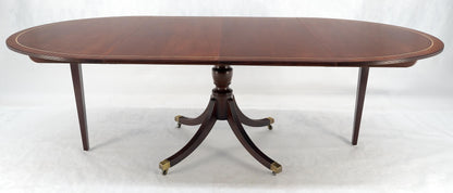 EstablishedLines Baker Banded Oval Round Single Pedestal Mahogany Dining Table 2x20" Leaves MINT!