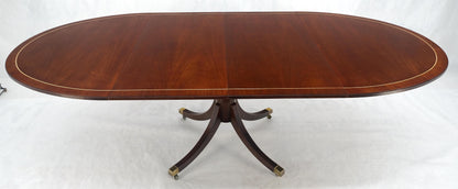 EstablishedLines Baker Banded Oval Round Single Pedestal Mahogany Dining Table 2x20" Leaves MINT!