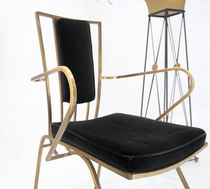 EstablishedLines Bent Square Solid Brass Bar Dining Armvhair Armchair French Art Deco MCM MINT