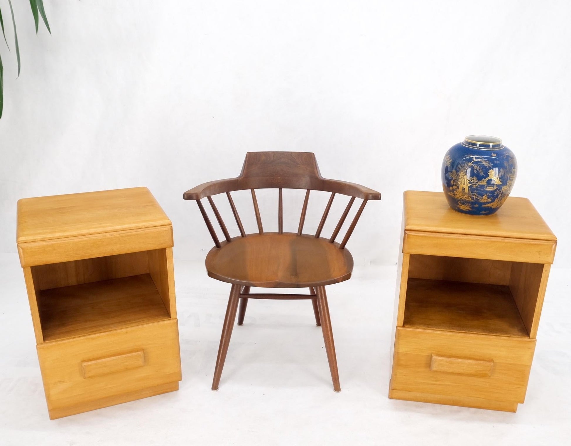 EstablishedLines Russel Wright Conant Ball Pair Mid Century Modern Blond Birch Night Stands MINT!