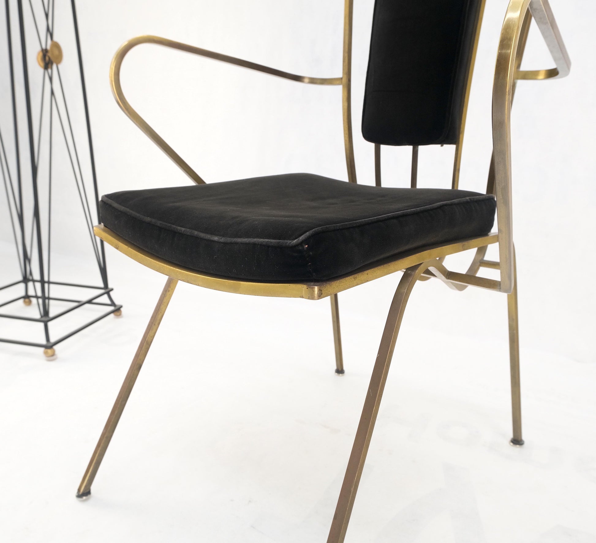 EstablishedLines Bent Square Solid Brass Bar Dining Armvhair Armchair French Art Deco MCM MINT