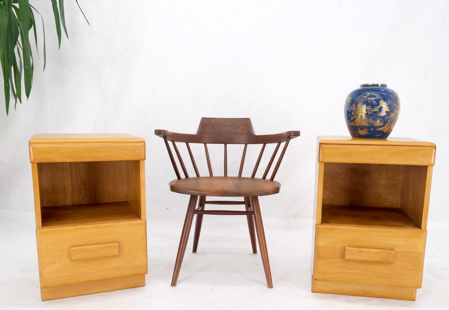 EstablishedLines Russel Wright Conant Ball Pair Mid Century Modern Blond Birch Night Stands MINT!