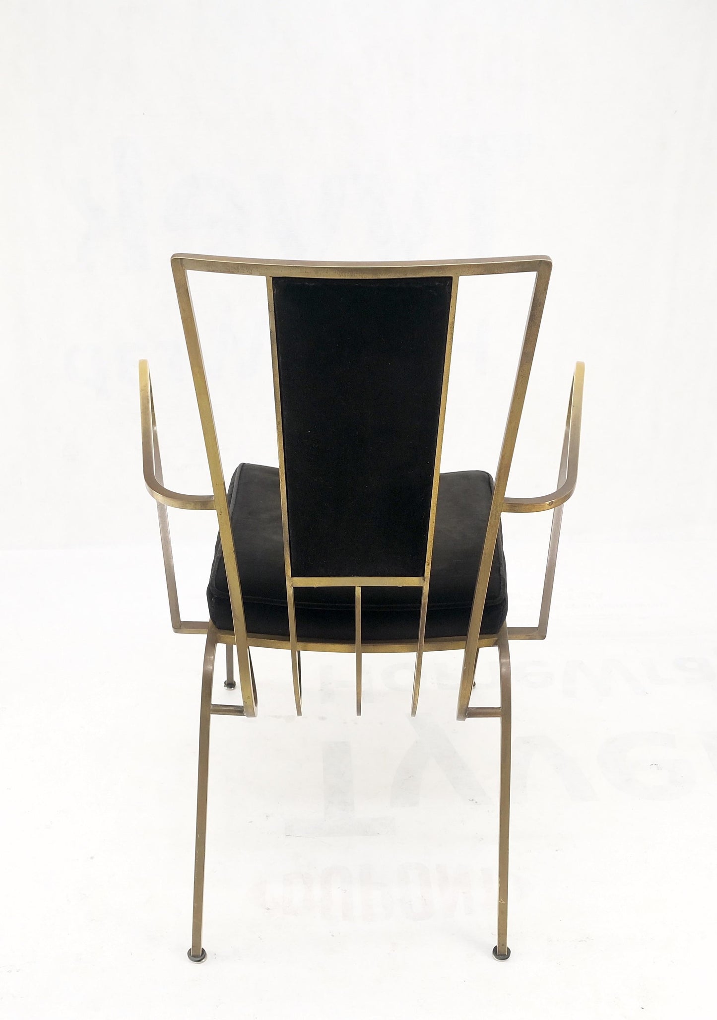 EstablishedLines Bent Square Solid Brass Bar Dining Armvhair Armchair French Art Deco MCM MINT