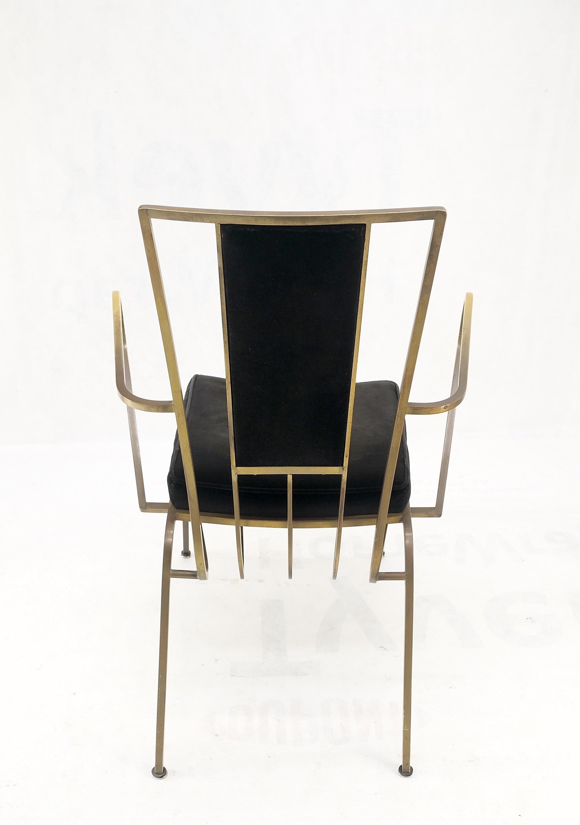 EstablishedLines Bent Square Solid Brass Bar Dining Armvhair Armchair French Art Deco MCM MINT
