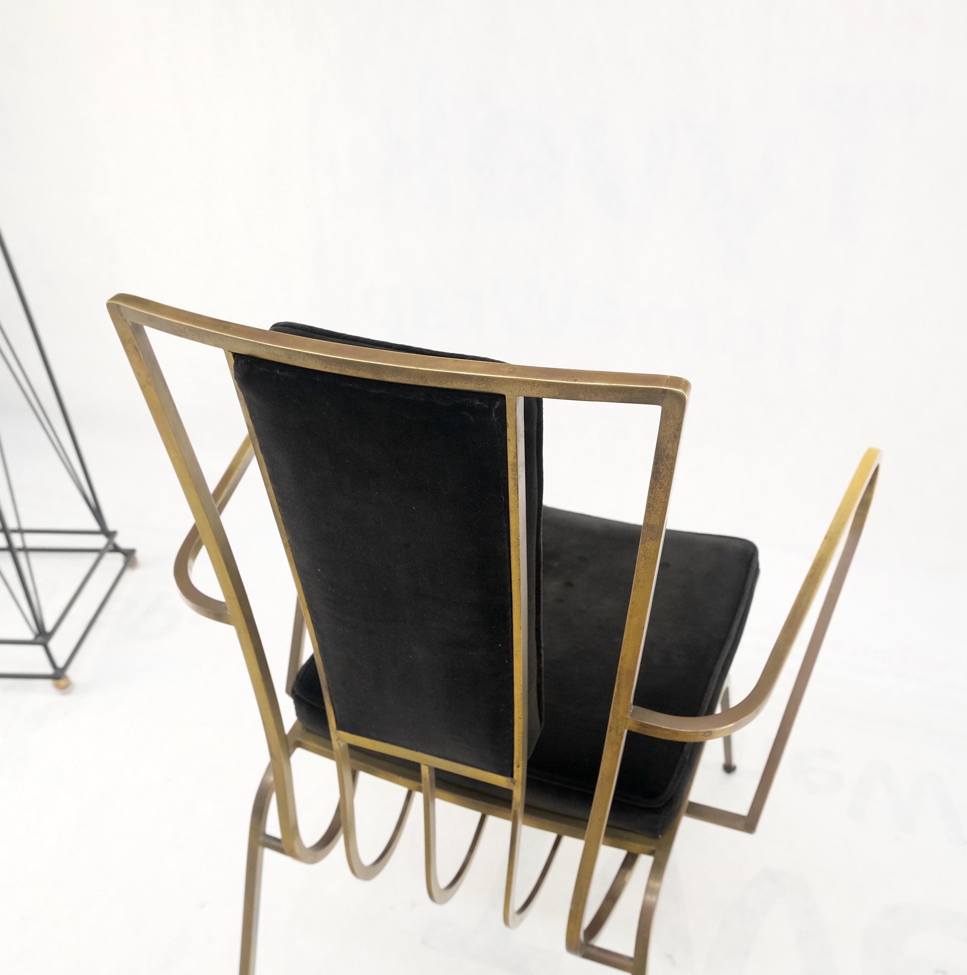 EstablishedLines Bent Square Solid Brass Bar Dining Armvhair Armchair French Art Deco MCM MINT