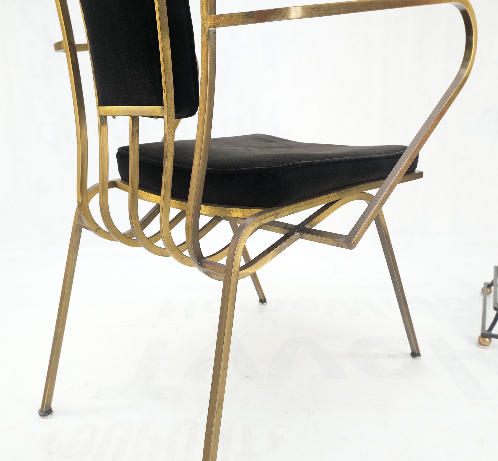 EstablishedLines Bent Square Solid Brass Bar Dining Armvhair Armchair French Art Deco MCM MINT
