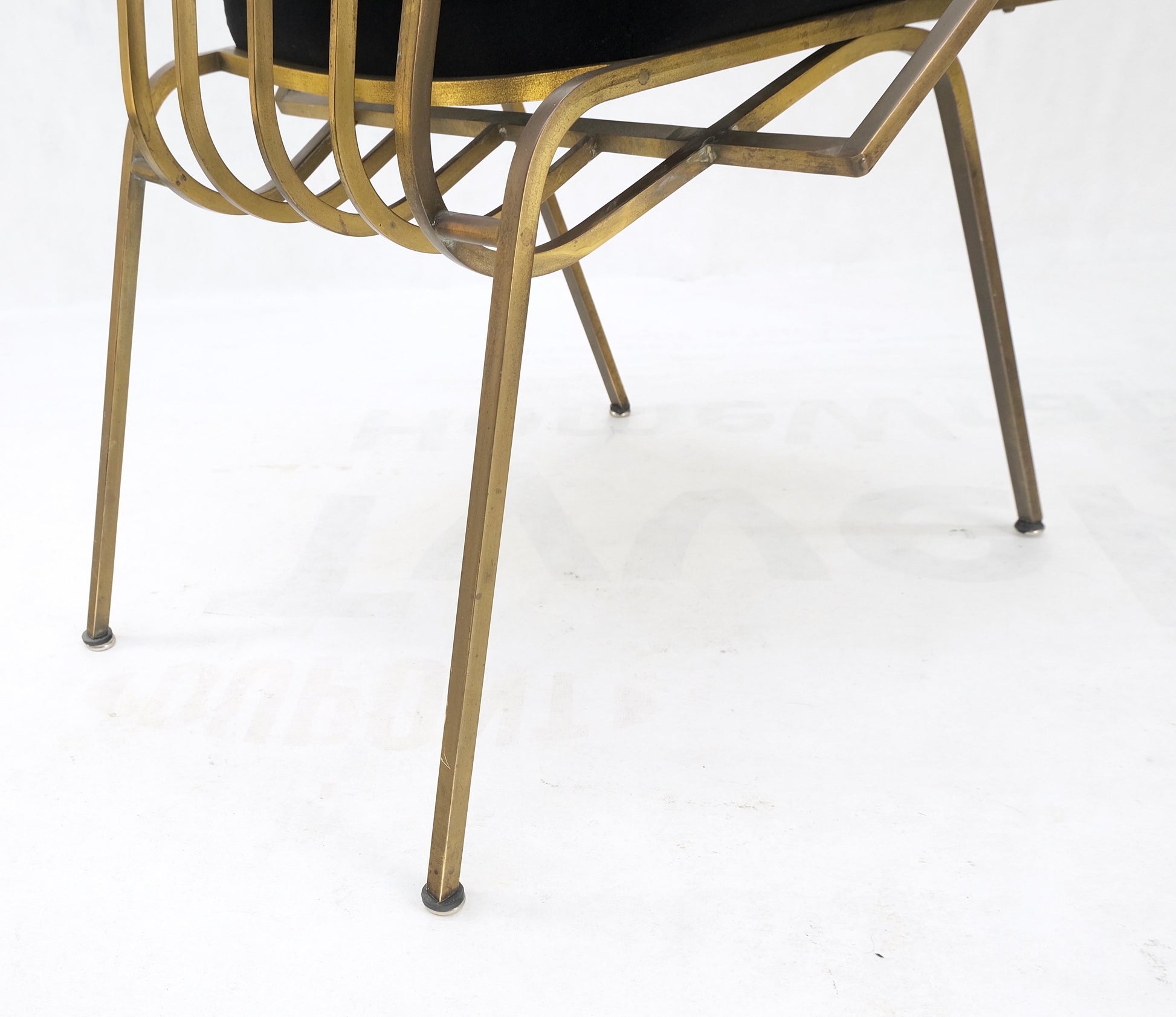 EstablishedLines Bent Square Solid Brass Bar Dining Armvhair Armchair French Art Deco MCM MINT