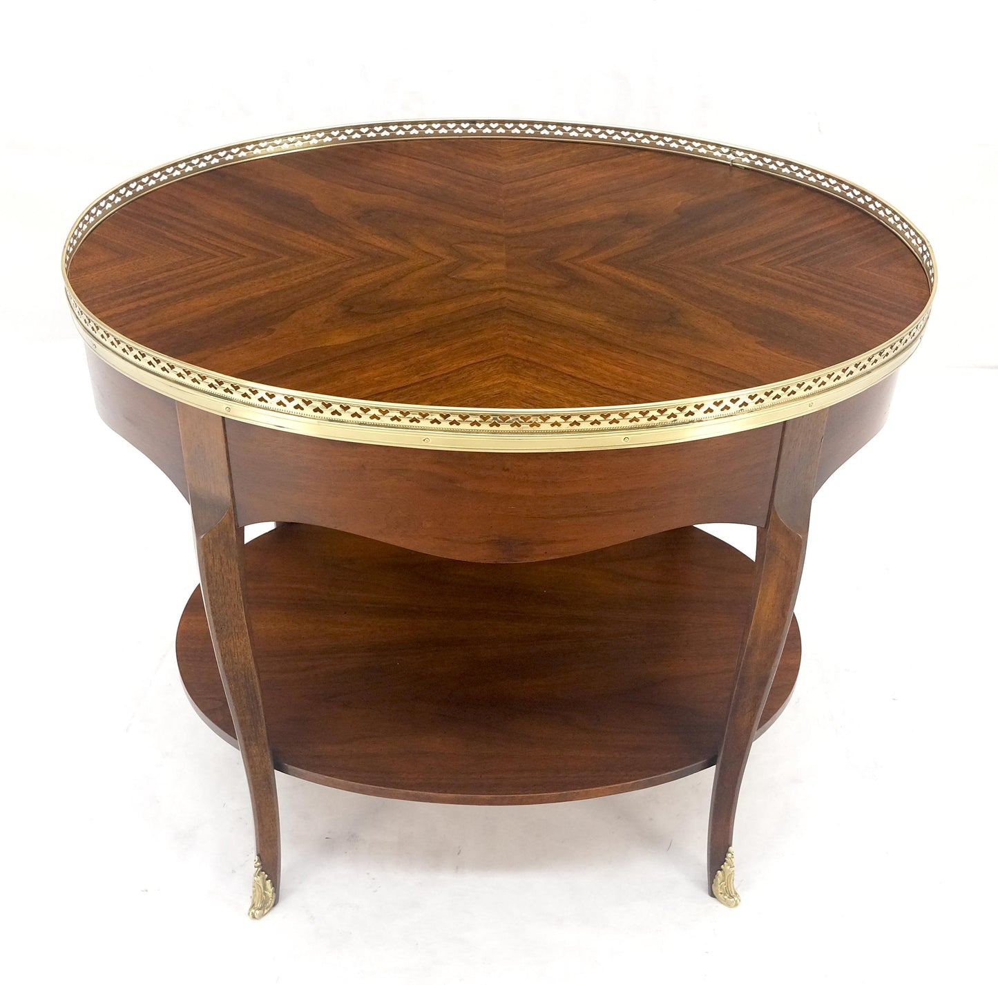 EstablishedLines Baker Brass Gallery & Feet Oval Top Two Tier Side End Lamp Table Stand MINT