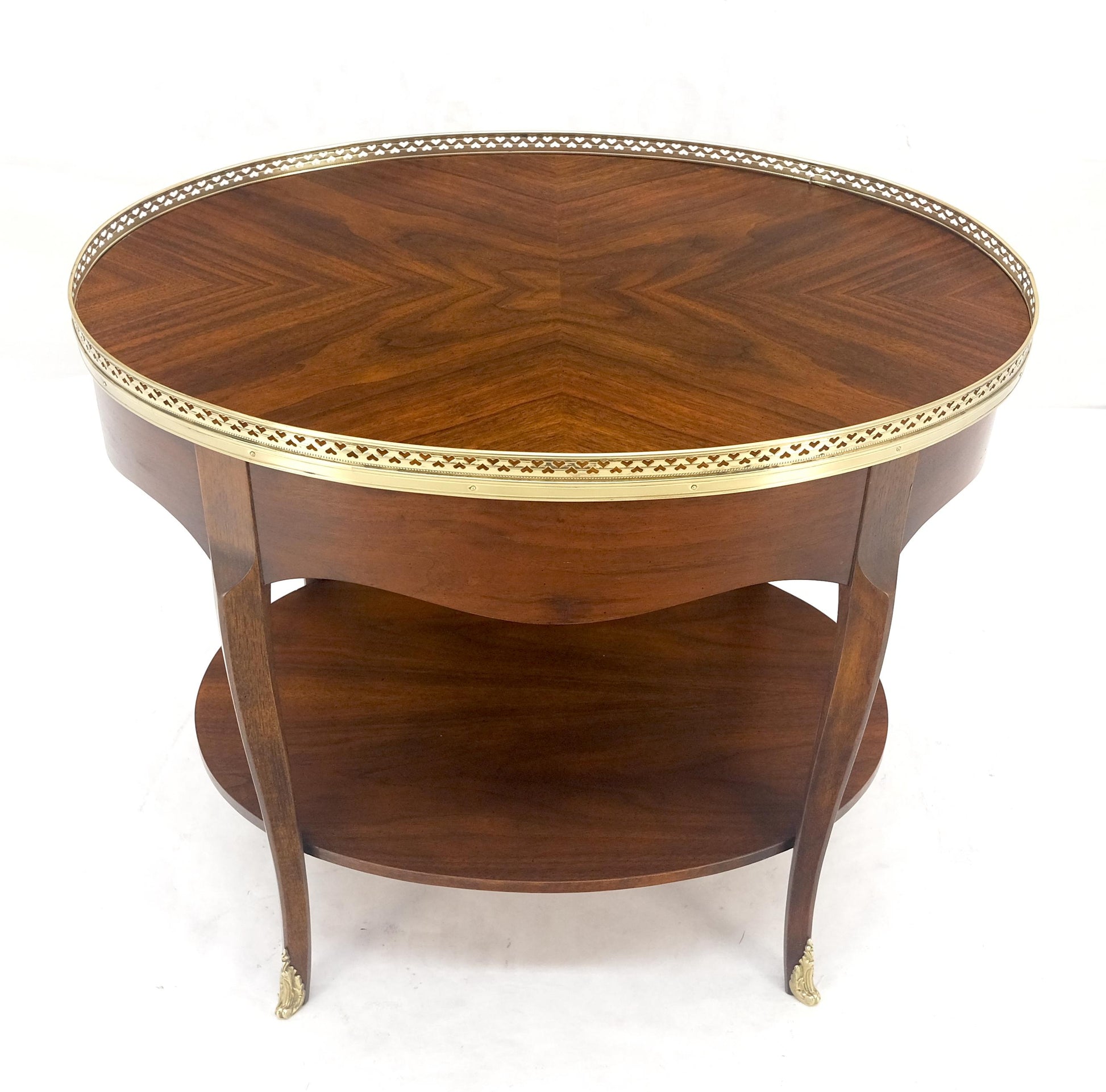 EstablishedLines Baker Brass Gallery & Feet Oval Top Two Tier Side End Lamp Table Stand MINT