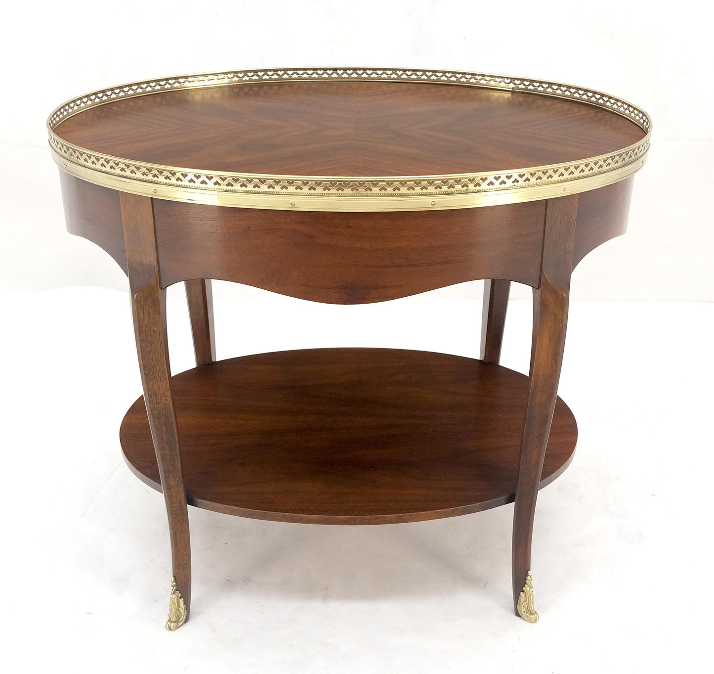 EstablishedLines Baker Brass Gallery & Feet Oval Top Two Tier Side End Lamp Table Stand MINT