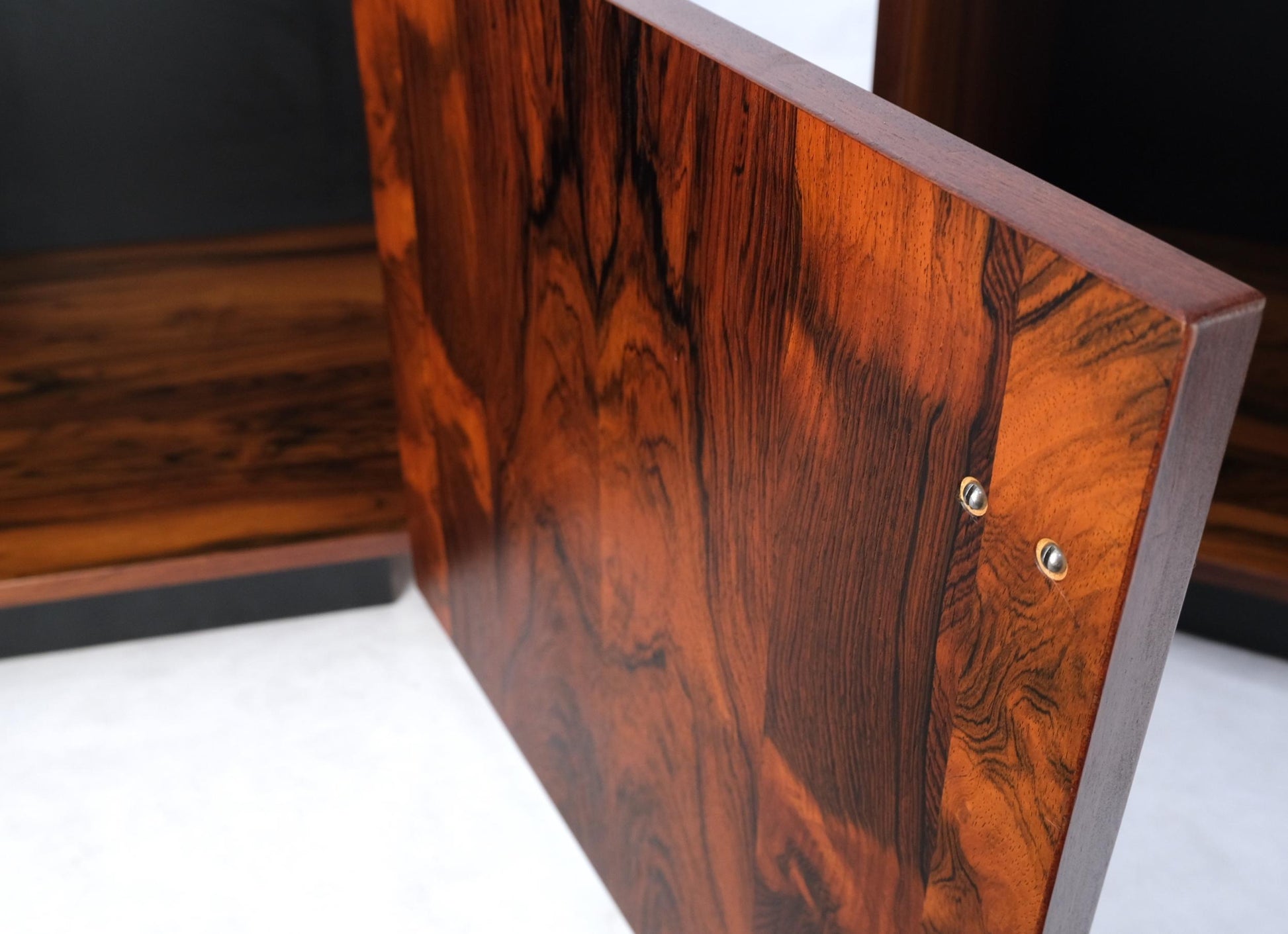 EstablishedLines Pair of Rosewood Deep One Door Night Stands End Side Tables Bookcase MINT