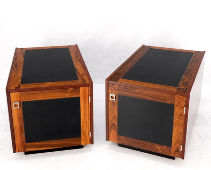 EstablishedLines Pair of Rosewood Deep One Door Night Stands End Side Tables Bookcase MINT