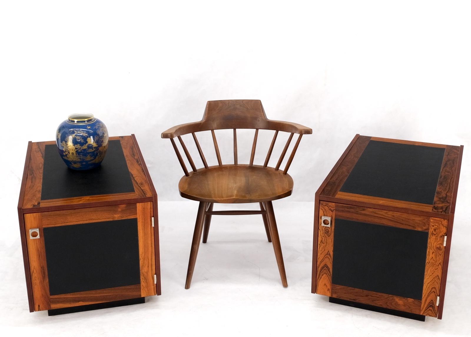 EstablishedLines Pair of Rosewood Deep One Door Night Stands End Side Tables Bookcase MINT