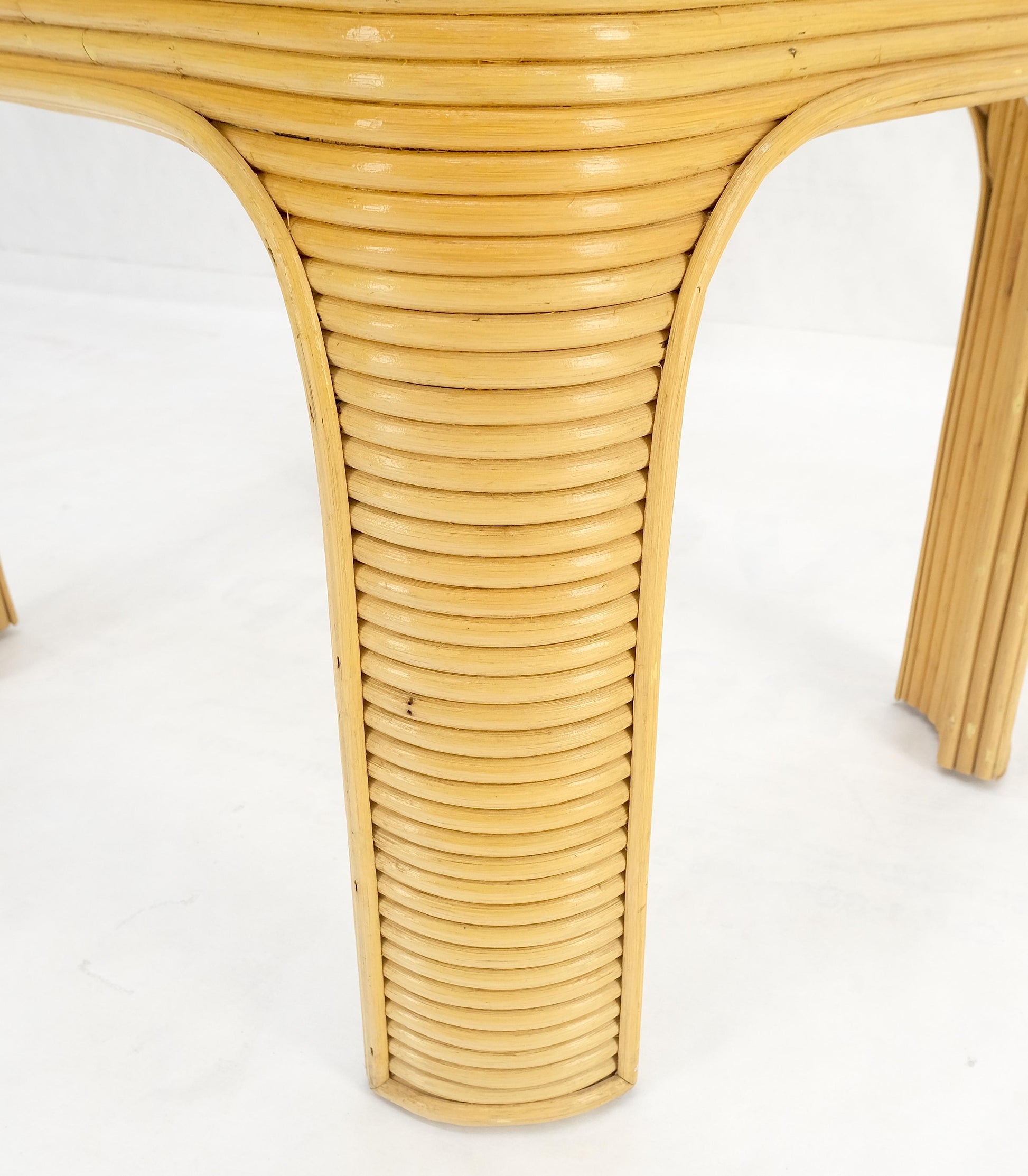 EstablishedLines Blond Rattan Reed Glass Top c1970s Side End Occasional Table Stand MINT!